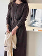 Round Neck Single-breasted Sweater Cardigan Skirt Two-piece Set