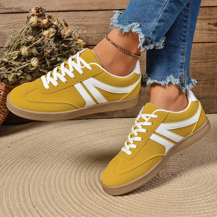 Lace-up Round Toe Flats Shoes Fashion Sports Slip On Casual Shoes For Women Mauca.store