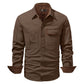 Washed Cotton Plus Size Solid Color Polo Collar Men&