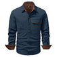 Washed Cotton Plus Size Solid Color Polo Collar Men&