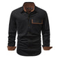 Washed Cotton Plus Size Solid Color Polo Collar Men&