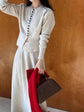 Round Neck Single-breasted Sweater Cardigan Skirt Two-piece Set